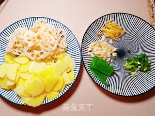 不油炸简单好吃干锅土豆藕片的做法步骤：8