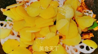 不油炸简单好吃干锅土豆藕片的做法步骤：15