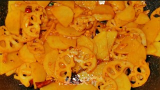 不油炸简单好吃干锅土豆藕片的做法步骤：16