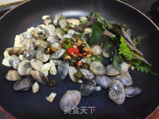 紫苏炒蚬的做法步骤：3