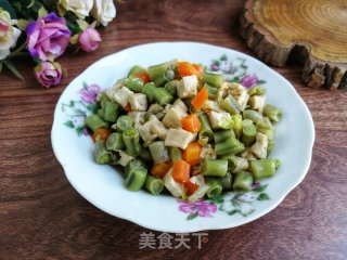 胡萝卜豇豆炒豆腐的做法步骤：4