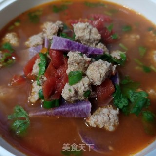 “润燥好汤”肉丸紫山药番茄汤的做法步骤：30