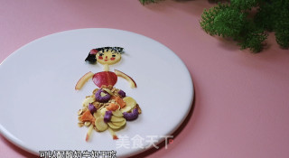 餐盘画～美女的做法步骤：4