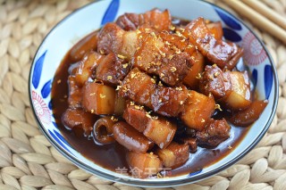 红烧肉炖油豆角的做法步骤：7