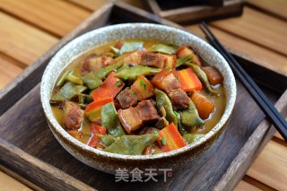 红烧肉炖油豆角的做法步骤：12