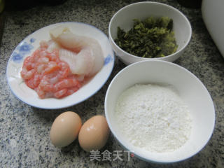 咸菜巴沙鱼柳虾仁煎饼的做法步骤：1