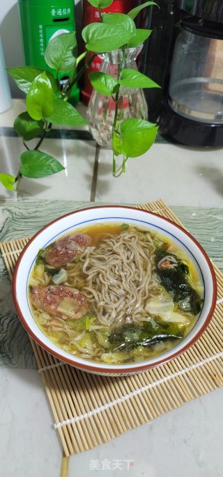 腊肠菜干荞麦面的做法步骤：6