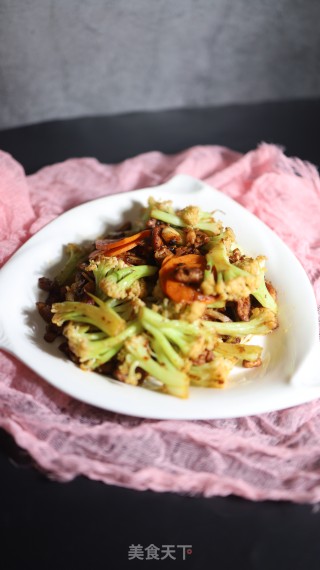 鸭肉煸炒花菜的做法步骤：8