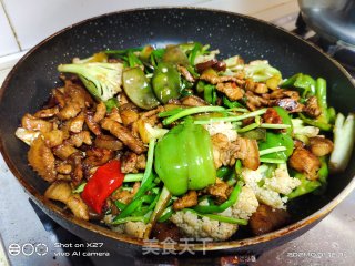 扁豆花菜炒肉的做法步骤：10