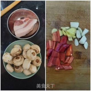 猪肉炒白磨菇的做法步骤：1