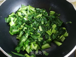 青菜炒荷包蛋的做法步骤：7