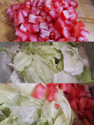 凉拌沙拉之生菜拌番茄????的做法步骤：2