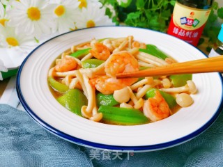 鲜虾丝瓜白玉菇的做法步骤：13