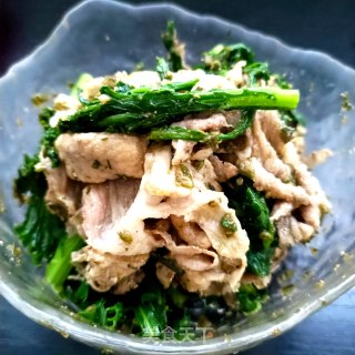 韭花酱拌肉片茼蒿的做法步骤：13
