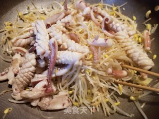 鲜鱿炒黄豆芽的做法步骤：12