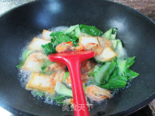虾干青菜煮老豆腐的做法步骤：5