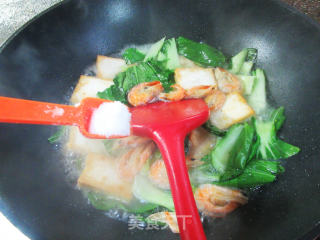 虾干青菜煮老豆腐的做法步骤：6