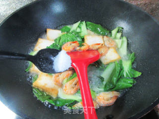 虾干青菜煮老豆腐的做法步骤：7