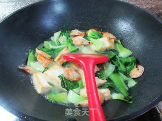 虾干青菜煮老豆腐的做法步骤：8