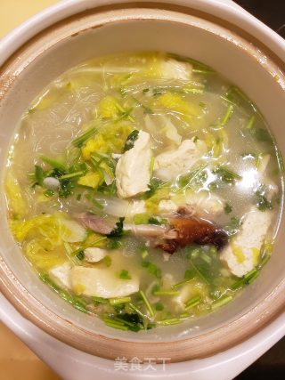 白菜豆腐粉丝鸭架汤的做法步骤：10