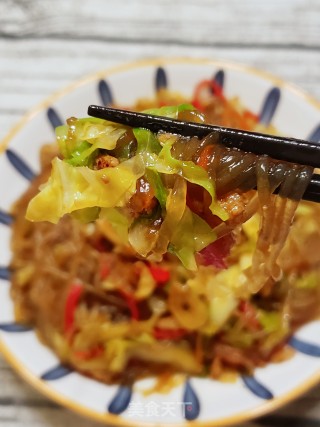 家常美味包菜肉末炒粉条的做法步骤：14