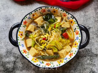 小海带豆芽豆腐炖粉条的做法步骤：15
