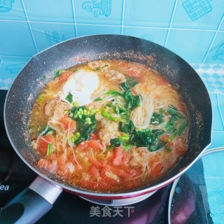 素丸子菠菜汤面的做法步骤：14