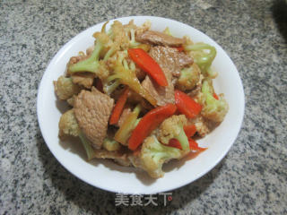 锅巴花菜肉片的做法步骤：12