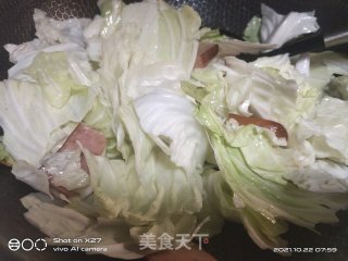 火腿炒包包菜的做法步骤：4