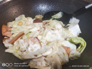 火腿炒包包菜的做法步骤：8