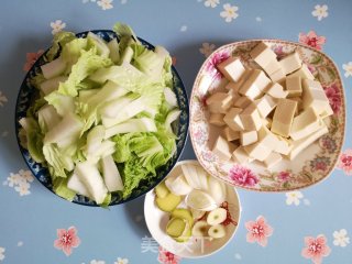 白菜炖豆腐的做法步骤：1