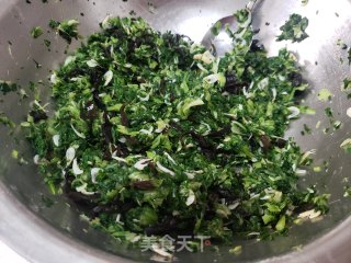 青菜虾皮木耳馅饼的做法步骤：4