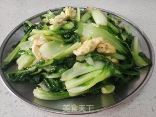 青菜炒鸡蛋的做法步骤：8