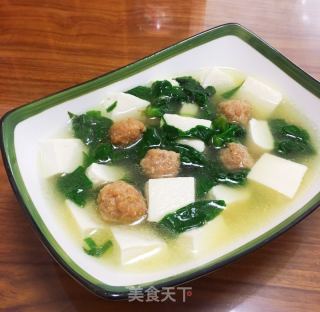 菠菜丸子豆腐汤的做法
