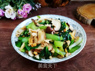 香菇青菜炒豆干的做法