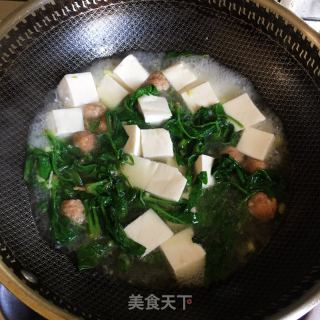 菠菜丸子豆腐汤的做法步骤：7