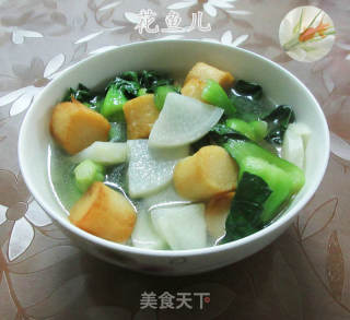 干贝烧煮萝卜青菜的做法