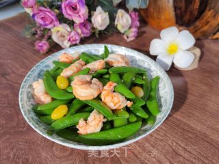 虾仁白果炒甜豆的做法