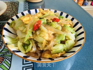莲花菜粉条炒鸡蛋的做法