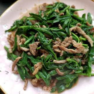肉丝炒养心菜