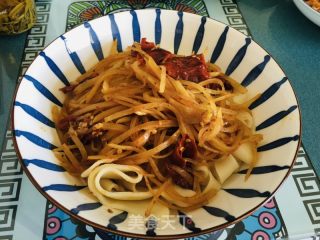 辣子土豆丝拌扯面的做法步骤：14