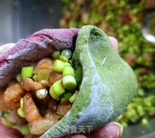 彩色蒜苔肉丁包的做法步骤：21