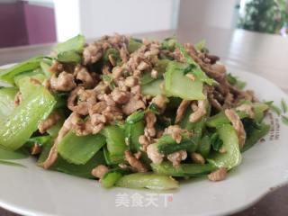 莙荙菜杆炒肉丝的做法步骤：6