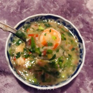 鲜虾青菜粥的做法步骤：13