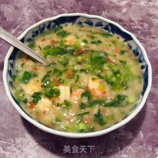 鲜虾青菜粥的做法步骤：12