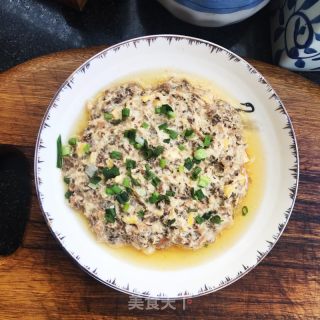 羊肚菌蒸虾肉饼的做法