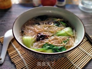 金针菇油菜粉丝汤的做法