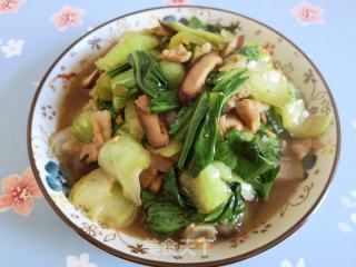 香菇油菜炒五花肉的做法
