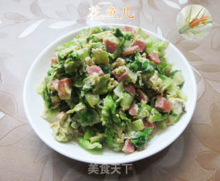 烤肠生菜炒鸡蛋的做法