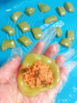 艾草肉松青团的做法步骤：6